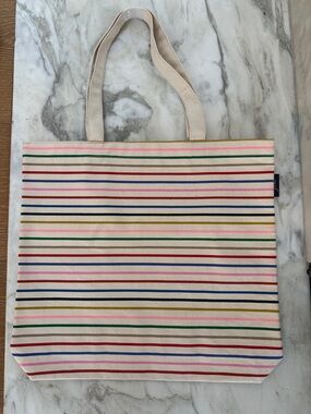 J. Crew Striped Canvas Tote in Cream with Multicolor Stripes